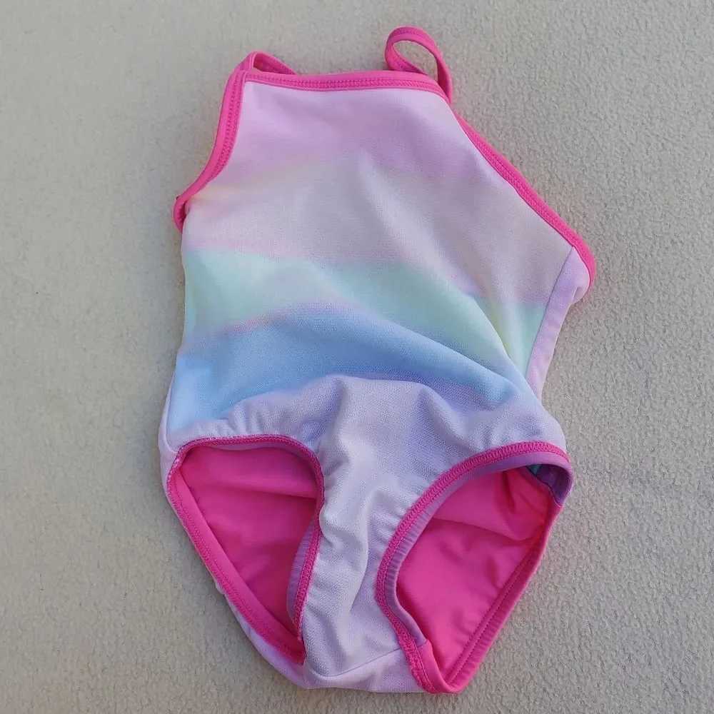 NWOT Cat & Jack neon striped one piece swimsuit Size 12 Months